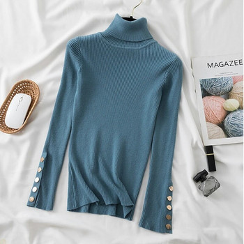 2023 есен зима дамски дебел пуловер пуловери с копчета с дълги ръкави Водолазка шикозен пуловер женски тънък плетен мек пуловер