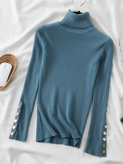 2023 sügistalv naiste paks kampsun pulloverid pikkade varrukatega nööp Kilpkaelusega šikk kampsun Naiste õhukesed kootud pehmed džemprid