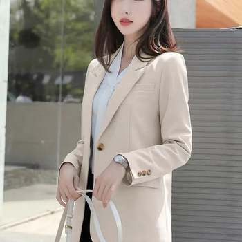 Μπλέιζερ Γυναικείο Κομψό Επαγγελματικό Μόδα Μπουφάν Κορεατικό Φθινοπωρινό Χαλαρό Casual Vintage Μονόχρωμο Μπλέιζερ