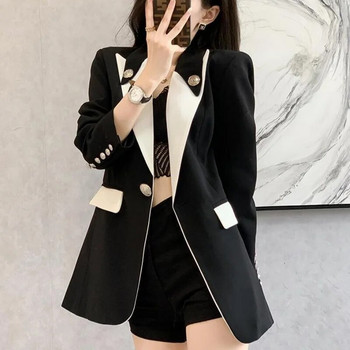 Casual Woman Blazer Suits Tailoring Κομψό και κομψό, μοντέρνο μαύρο σακάκι για γυναίκες Long Luxury 2023 Coat Blazers Clothing