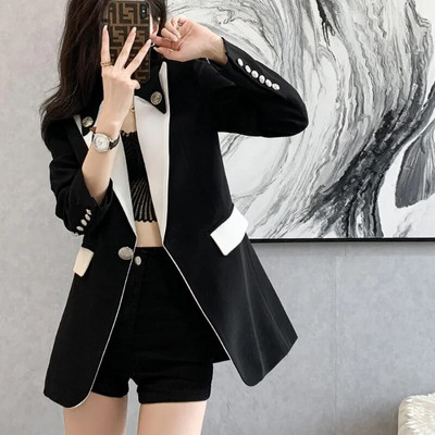 Casual Woman Blazer Suits Tailoring Κομψό και κομψό, μοντέρνο μαύρο σακάκι για γυναίκες Long Luxury 2023 Coat Blazers Clothing