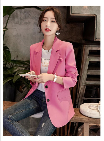 Κορεάτικη έκδοση της άνοιξης και του φθινοπώρου για γυναίκες γραφείου 2023 Μακρυμάνικα, χαλαρά, casual ταμπεραμέντο Εξωτερικά ρούχα επαγγελματικά μπλουζάκια