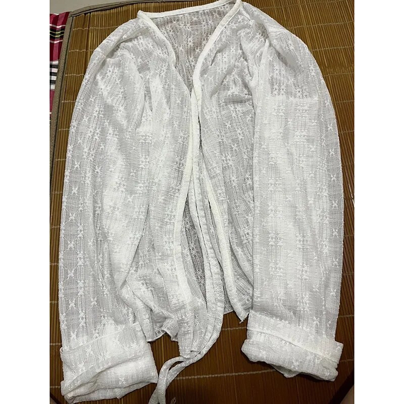 Γυναικείο μπλουζάκι Καλοκαιρινό λεπτό φιόγκο μονόχρωμο Κοντή λεπτή γυναικεία ζακέτα Κορεάτικη μόδα Casual Sun Protection 2023 Κορυφαία γυναικεία ρούχα