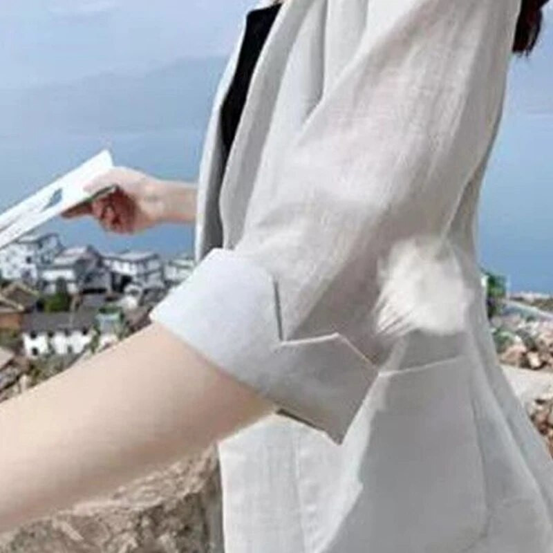 2023. aasta naisterõivad, sälgulised, kitsad, lihtsad, lühikeste varrukatega, ühevärvilised kevadsuvi õhuke kontor, naiste mood, vabaaja bleiserid