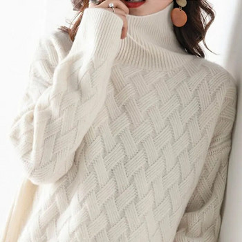 Дамски свободен пуловер Зимен ежедневен шикозен кашмирен голям дебел пуловер Пуловер Пуловер Женски дълъг ръкав S-3XL