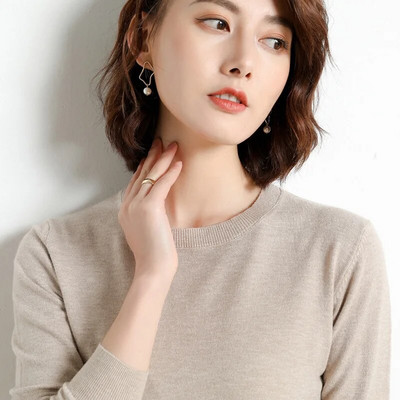 Moteriškas megztinis O formos iškirpte, pavasario ruduo, paprastas megztinis, šiltas žiemos laisvalaikis moteriškas džemperis Korėjos mados megzti apatiniai marškinėliai, 2022 m.