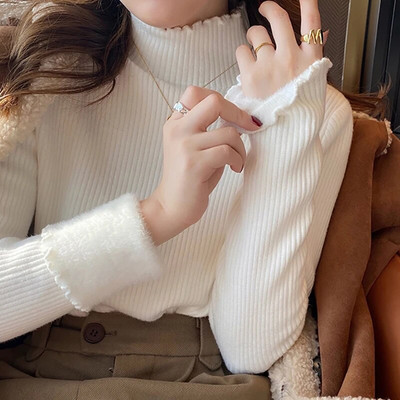 HELIAR Γυναικεία βολάν Πουλόβερ Mock Neck Thicken Φθινοπωρινό Fleece Ζεστό θερμικό πουλόβερ Κασμίρ Γυναικείο πουλόβερ Χειμώνας 2023