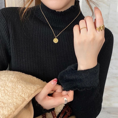 HELIAR Γυναικεία βολάν Πουλόβερ Mock Neck Thicken Φθινοπωρινό Fleece Ζεστό θερμικό πουλόβερ Κασμίρ Γυναικείο πουλόβερ Χειμώνας 2023