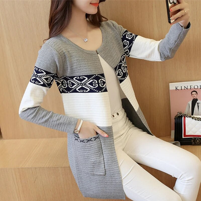 Κορεάτικο στυλ Φθινοπωρινό χειμωνιάτικο Γυναικείο Πουλόβερ Ζακέτα Casual Μακρυμάνικο Πλεκτό Παλτό Ρετρό Μπουφάν Κομψά Ρούχα Jumper 7479 50