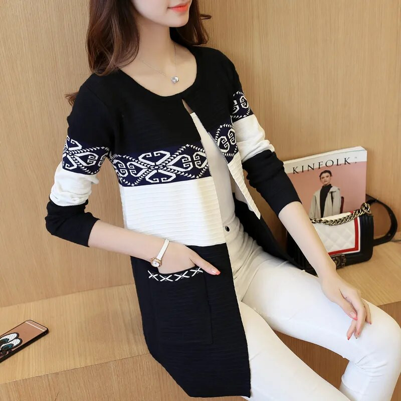 Κορεάτικο στυλ Φθινοπωρινό χειμωνιάτικο Γυναικείο Πουλόβερ Ζακέτα Casual Μακρυμάνικο Πλεκτό Παλτό Ρετρό Μπουφάν Κομψά Ρούχα Jumper 7479 50