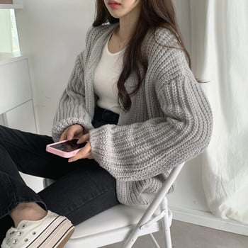 Φθινοπωρινή ζακέτα με φανάρι Γυναικείο πουλόβερ Γυναικείο μπουφάν Κορεατικό στυλ 2023 Μόδα Casual Πλεκτά Y2k Μπλουζάκια 23328