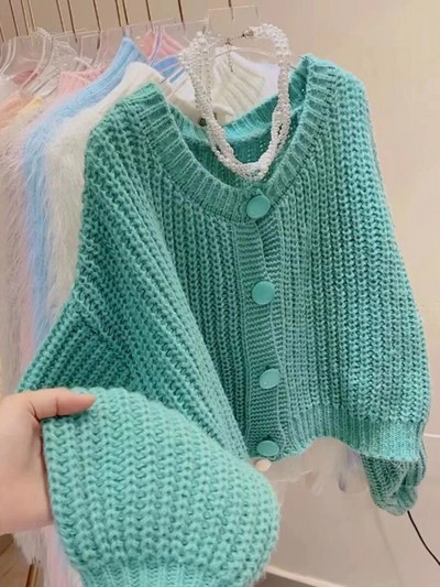 Naiste kampsunid kardiganid, sügistalvised kootud korea lahtised ülisuured pikkade varrukatega, elegantsed, magusad roosad vabaaja mantlid Naiste pealisriie