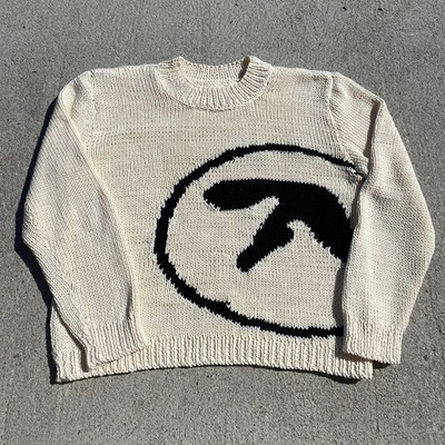 Дамски плетен хип-хоп уличен пуловер Винтидж Унисекс Есен Зима Ежедневен пънк Y2k Пуловер Готически дрехи Гръндж пуловер от 90-те