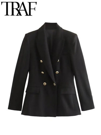 TRAF Γυναικείο σακάκι σακάκι άνοιξη 2023 Μόδα Vintage με κουμπιά Γυναικείο κοστούμι γραφείου παλτό μακρυμάνικο γυναικείο πανωφόρι κομψό τοπ