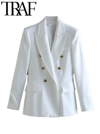 TRAF Γυναικείο σακάκι σακάκι άνοιξη 2023 Μόδα Vintage με κουμπιά Γυναικείο κοστούμι γραφείου παλτό μακρυμάνικο γυναικείο πανωφόρι κομψό τοπ