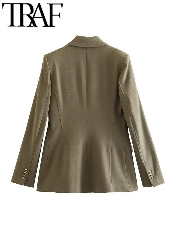 TRAF naiste bleiserjakk, kevad 2023, moodne vintage, nööpidega kontoris naiste ülikond, mantel, pikkade varrukatega naiste ülerõivad, šikk top
