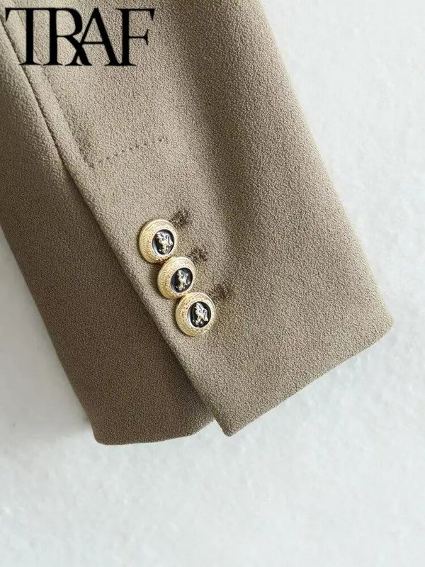 TRAF naiste bleiserjakk, kevad 2023, moodne vintage, nööpidega kontoris naiste ülikond, mantel, pikkade varrukatega naiste ülerõivad, šikk top