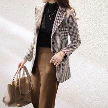 Καρό κομψά γυναικεία κοστούμια blazer που προσαρμόζονται τελευταίας μόδας παλτό Luxury blazers 2023 Χειμερινό μπουφάν για γυναικεία ρούχα Long trend