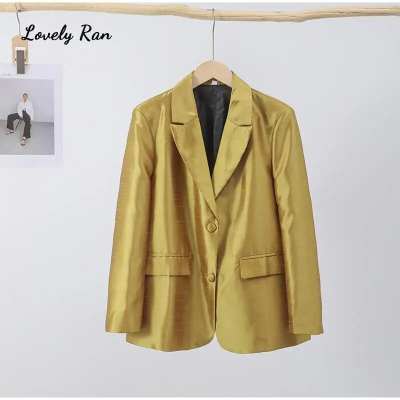 Hight Street Gold bleiserjakk naiste pikkade varrukatega sälkudega üherealise taskuga naiste jakid 2023. aasta sügisene elegantne naistemantel