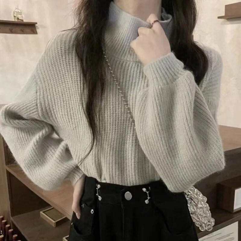 HELIAR Turtleneck Pehme soe kampsun Solid Lantern Sleeve Basic kampsun Pullover vabaaja kampsun naistele 2023 sügistalv