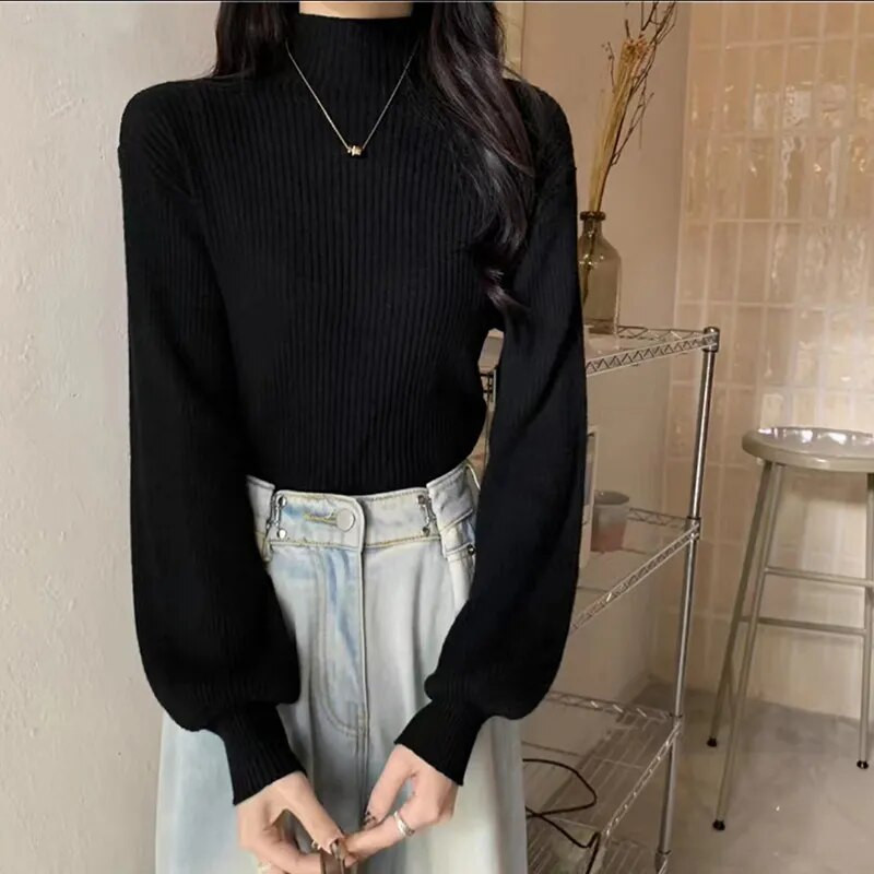 HELIAR Turtleneck Pehme soe kampsun Solid Lantern Sleeve Basic kampsun Pullover vabaaja kampsun naistele 2023 sügistalv