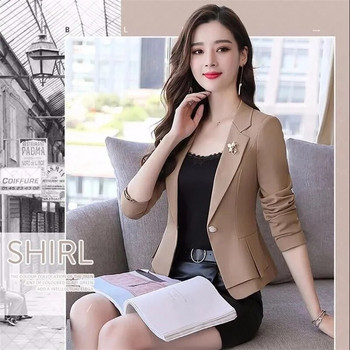 Υψηλής ποιότητας κοστούμι ντραπέ Γυναικείο κοντό σακάκι άνοιξη και φθινόπωρο 2023 Νέο επαγγελματικό μπλέιζερ με λεπτή μέση Κομψά μπουφάν
