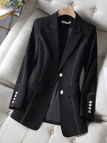 Casaco Feminino Chic Suit Γυναικείο τζάκετ 2022 Νέο φθινόπωρο για άνοιξη μαύρο σακάκι με vintage πανωφόρι μπλουζάκια Μόδα φαρδύ γυναικείο παλτό