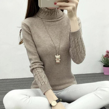 Дамски зимен пуловер с висока яка Дамски плетени дамски пуловери и пуловери с дълъг ръкав 2023 г. Дамски джъмпер трико горнища LY571