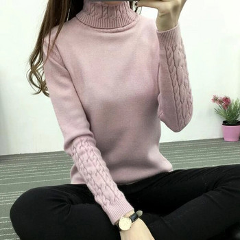 Дамски зимен пуловер с висока яка Дамски плетени дамски пуловери и пуловери с дълъг ръкав 2023 г. Дамски джъмпер трико горнища LY571
