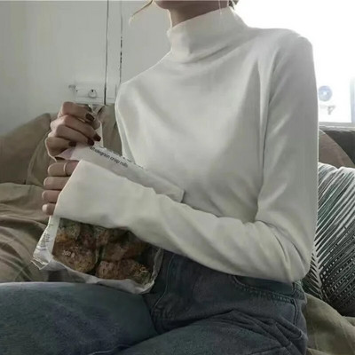 Yasuk Proljeće Jesen Zima Ženska bluza Ženski jednobojni, ležerni, jednostavni, mekani pulover, dolčevita, topla, uska, pletena pulover od baršuna
