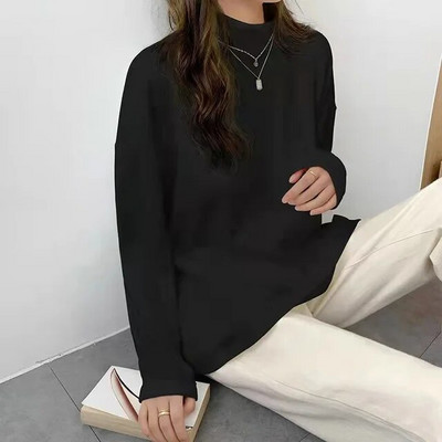 Yasuk Proljeće Jesen Zima Ženska bluza Ženski jednobojni, ležerni, jednostavni, mekani pulover, dolčevita, topla, uska, pletena pulover od baršuna