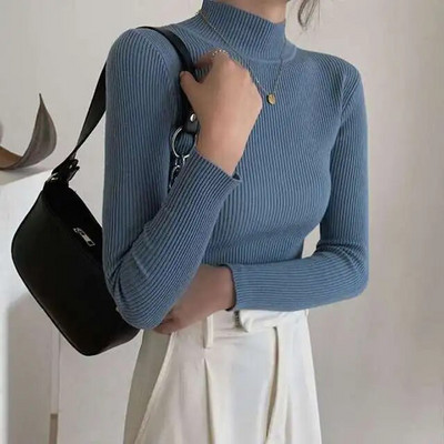 Yasuk Proljeće Jesen Zima Ženska bluza Ženski jednobojni, ležerni, jednostavni, mekani pulover, dolčevita, topla, uska, pletena pulover od baršuna