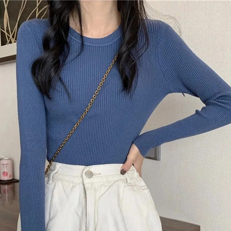 Yasuk Proljeće Jesen Zima Ženska bluza Ženski jednobojni, ležerni, jednostavni, mekani pulover, dolčevita, topla, uska, pletena pulover od baršuna