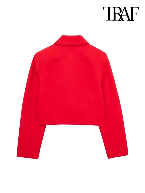 TRAF naistemood, klappidega Kärbitud bleisermantel Vintage pikkade varrukatega nööbiga Naiste ülerõivad šikid topid