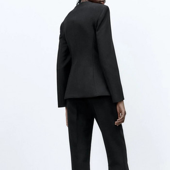 Κομψό Slim σακάκι Blazer Γυναικείο μαύρο 2023 Πιο νεότερο σέξι γυναικείο λαιμόκοψη Παλτό Γυναικείο κοστούμι γραφείου Κορεάτικο INKEO 2O361