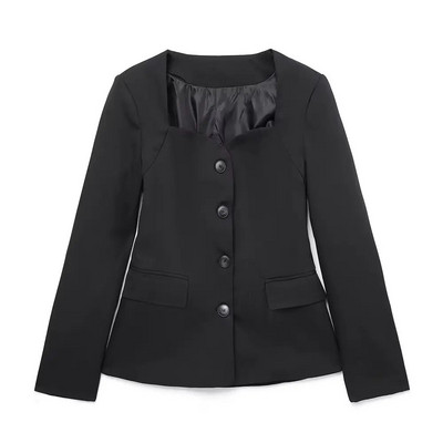 Elegantne õhuke bleiserjakk naiste must 2023 uusim seksikas naissoost Sweetheart kaelus Mantel Office`i naiste ülikond Korea INKEO 2O361