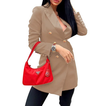 Fashion Blazer για Γυναικεία Μπουφάν 2023 Νέο Φθινοπωρινό Χειμερινό Γραφείο Γυναικεία Μακριά Παλτό Κομψό κοστούμι με διπλό στήθος Εξωτερικά ενδύματα