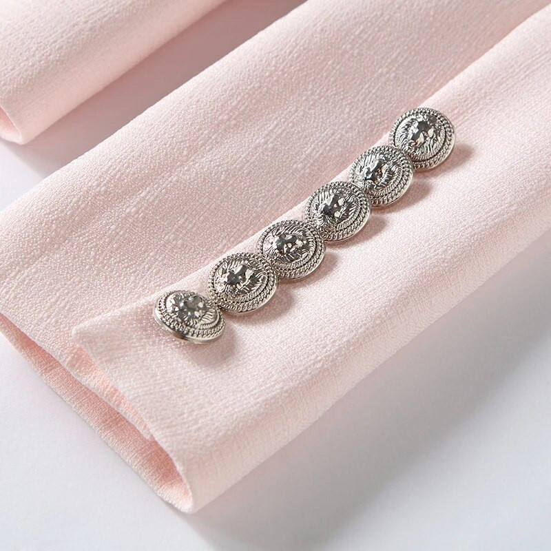 KÕRGE KVALITEETNE uus mood 2022 barokkstiiliga bleiseri jakk Naiste hõbedase lõvinööbiga kaherealise bleiseriga ülerõivad