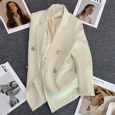 Yojoceli sügisene naiste taskuroosa bleiser Mood vabaaja kontorinaiste bleiser Must kaherinnaline sälguline krae topid ülerõivad