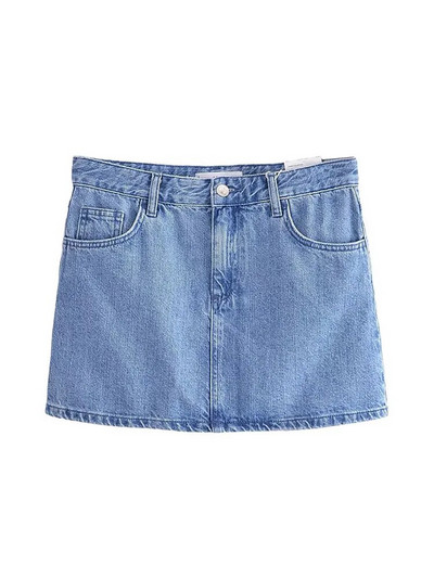 TRAF Γυναικεία Μόδα Μόδα με Κουμπί Τζιν Γιλέκο Vintage V λαιμόκοψη Αμάνικα Γυναικεία Πανωφόρια Κομψά μπλουζάκια