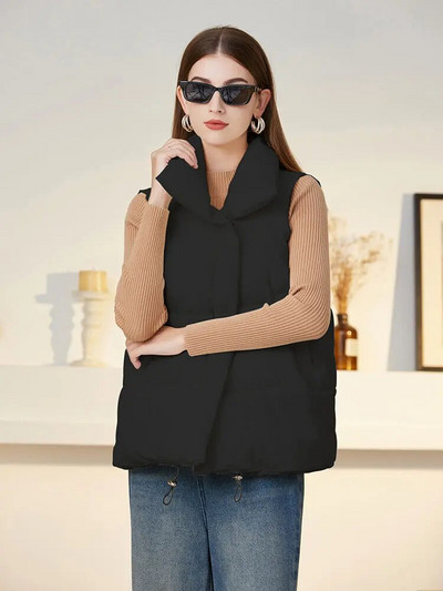 Roosa on must uus soe sügistalv naiste lühike vestiga mantel Taskud vabaaja mood Varrukateta jakk Soliidne vest naistele