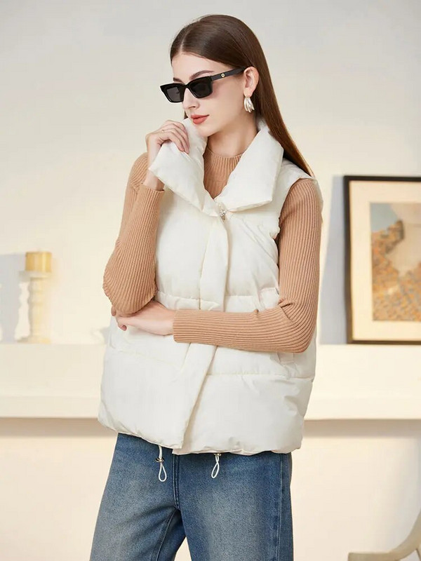 Roosa on must uus soe sügistalv naiste lühike vestiga mantel Taskud vabaaja mood Varrukateta jakk Soliidne vest naistele