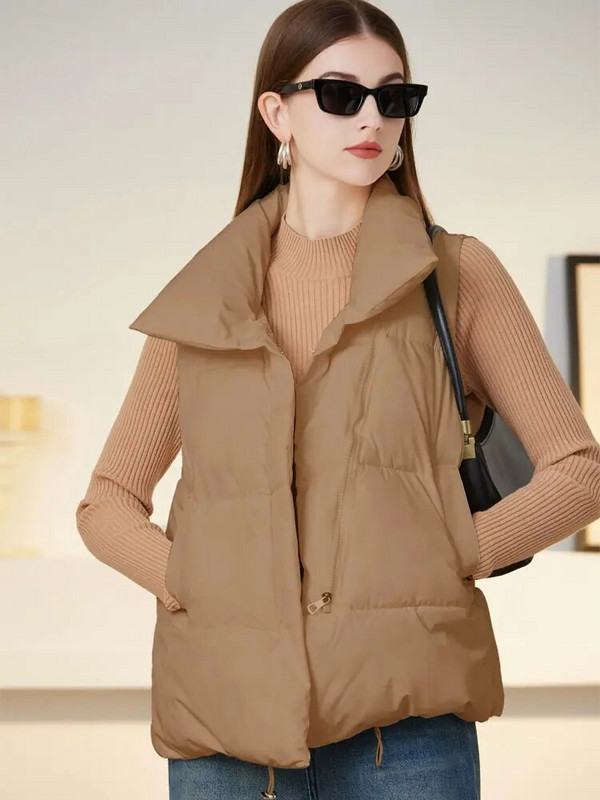 Roosa on must uus soe sügistalv naiste lühike vestiga mantel Taskud vabaaja mood Varrukateta jakk Soliidne vest naistele