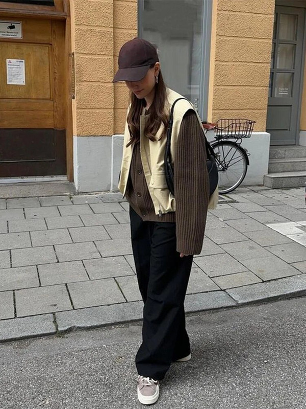 O-kaelusega varrukateta tõmblukuga naiste vest, 2023. aasta sügisene tasku, nööriga naiste vest vabaaja vaba tänavariietus, sobivad jakid