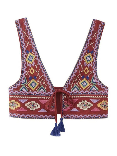 PAILETE Naiste 2023 moetikandiga crop vest vintage v kaelusega laia rihmaga naiste vest šikid topid