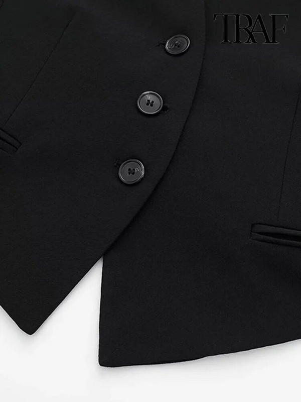 TRAF Γυναικεία μόδα χωρίς πλάτη γιλέκο με λαιμόκοψη Σέξι αμάνικο γυναικείο πανωφόρι με κομψά φανελάκια