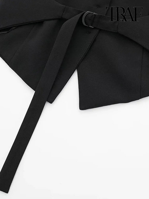 TRAF Γυναικεία μόδα χωρίς πλάτη γιλέκο με λαιμόκοψη Σέξι αμάνικο γυναικείο πανωφόρι με κομψά φανελάκια