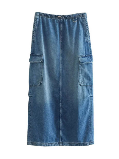 Γυναικείο τζιν γιλέκο μπροστινό μπροστινό κουμπάκι Vintage V λαιμόκοψη Αμάνικο γυναικείο πανωφόρι Κομψό φανελάκι