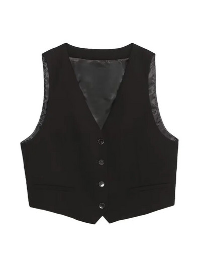 TRAF naiste moe ees, nööbiga kärbitud liibuv vest V kaelusega varrukateta naiste ülerõivad šikk vestiga topsid