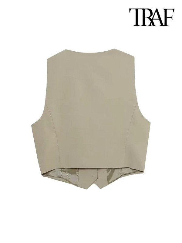 TRAF naiste moe ees, nööbiga kärbitud liibuv vest V kaelusega varrukateta naiste ülerõivad šikk vestiga topsid